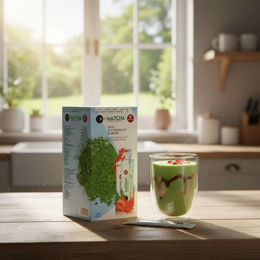 Matcha Detox Tee Premium – Japanischer Grüntee mit Erdbeeraroma,