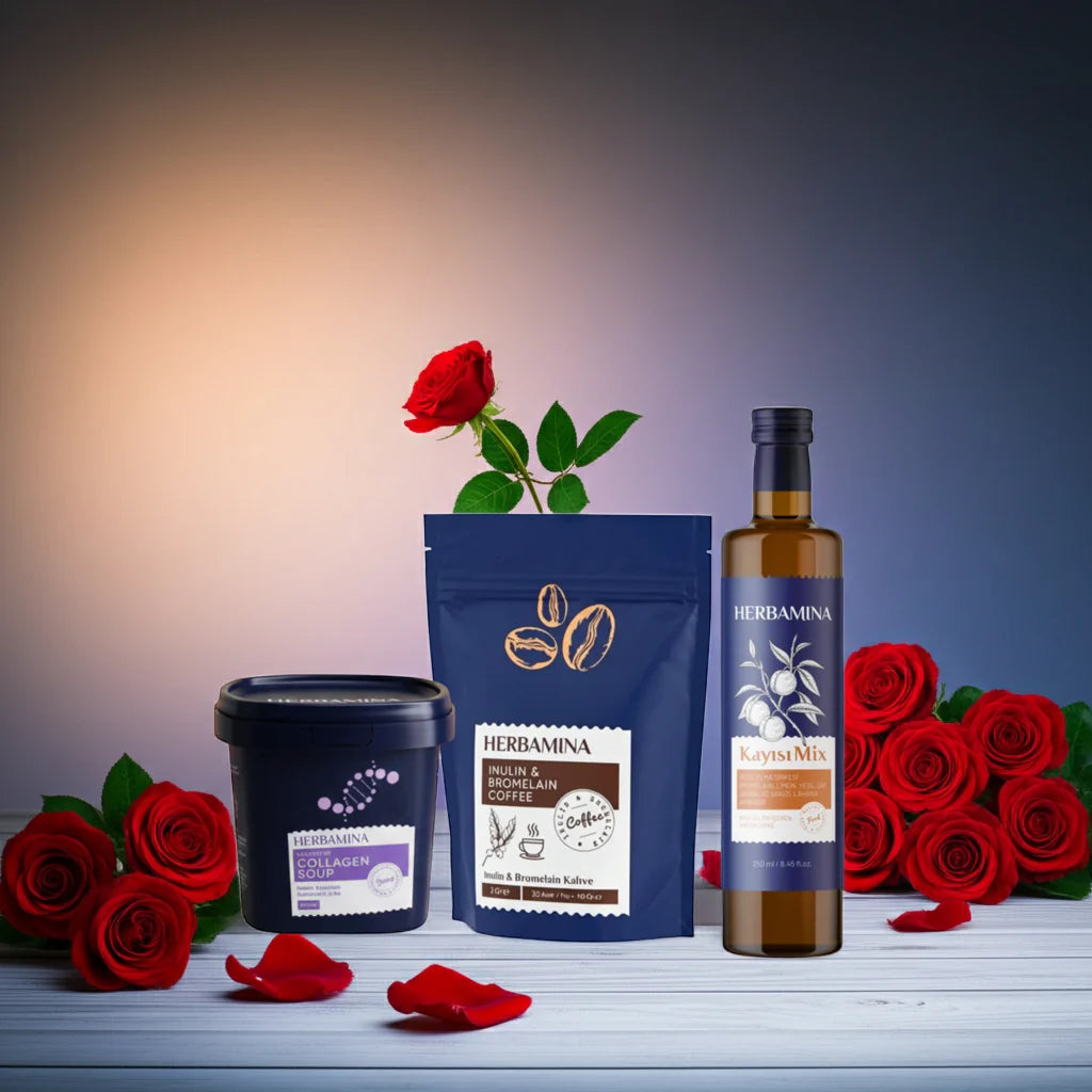 Herbamina 3-teiliges Set – Bromelain-Kaffee, Kollagen-Gemüsesuppe & Aprikosenessig