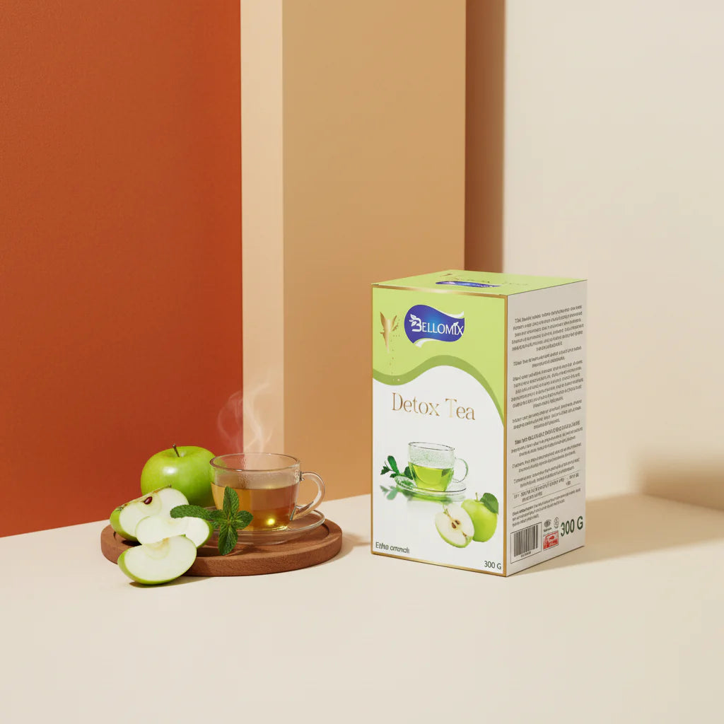 Bellomix Detox Tee Apfel – 300g Kräuterpulver für Fettverbrennung und Hautschönheit