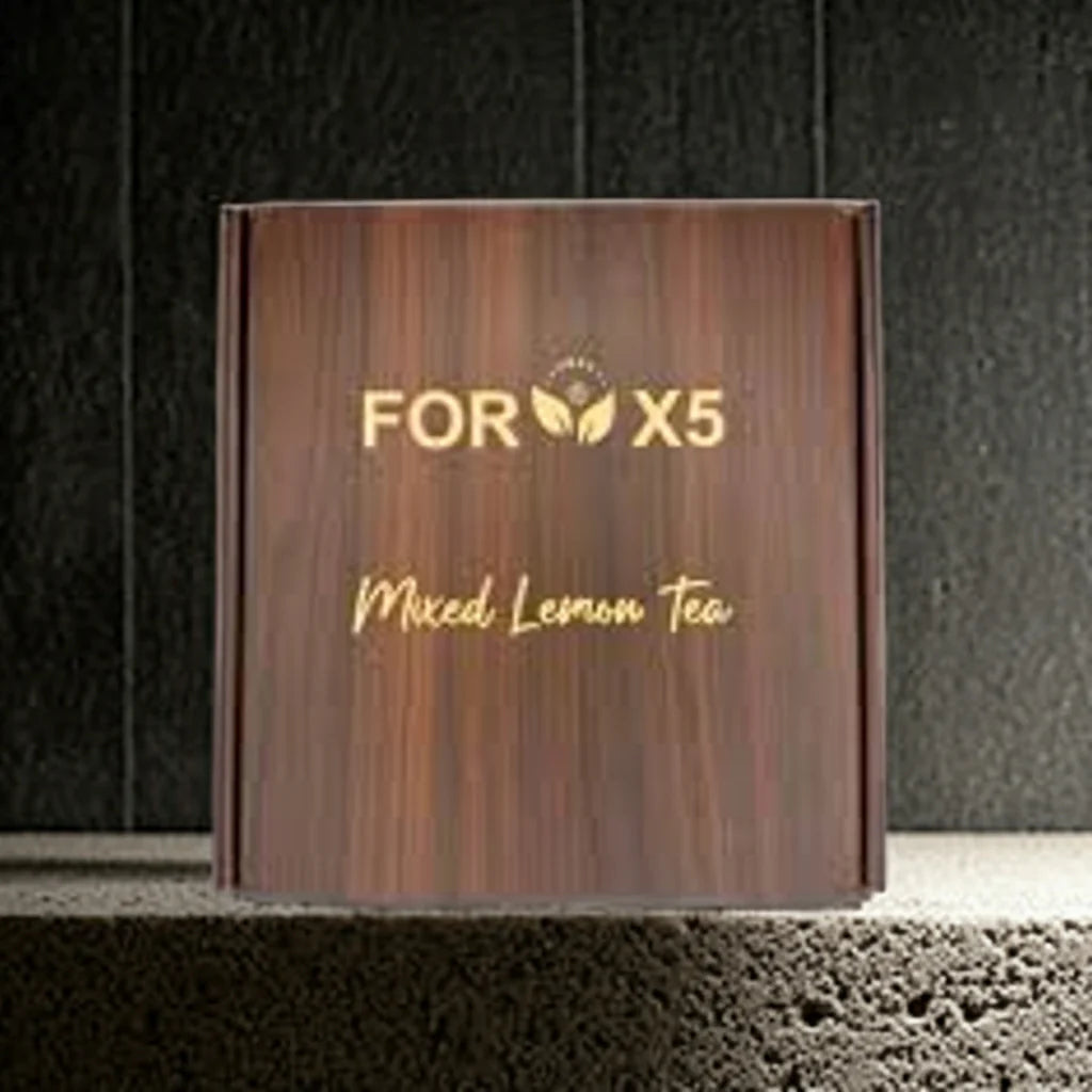 FOR X5 Detox Tea – Kräutertee mit Lepidium & Zitrone in eleganter Holzkiste