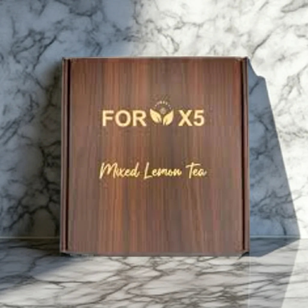 FOR X5 Detox Tea – Kräutertee mit Lepidium & Zitrone in eleganter Holzkiste